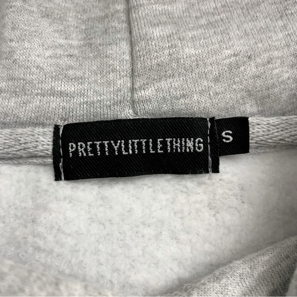 Pretty Little Thing Heather Marled Gray Graphic Oversized Hooded Sweatshirt S - Picture 10 of 10